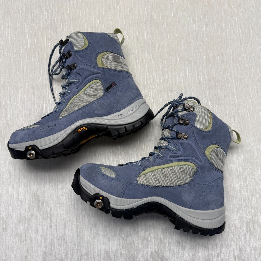 L.L.Bean Tek 2.5 Womens US 9 Hiking Boots Blue Gray Suede Lace Up Vibram